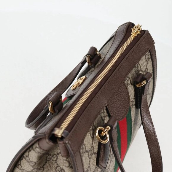 GUCCI GG Supreme Web Sherry Line Bag PVC 2way Beige Gold - Picture 5 of 16